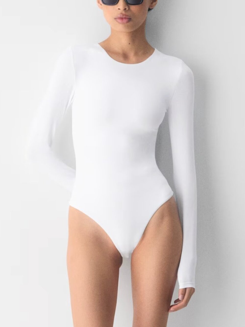 Long-Sleeve White Bodysuit